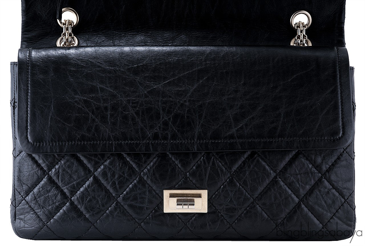 2.55 Reissue Black Distressed Leather