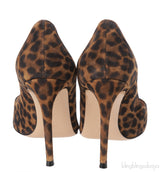 Leopard Print Suede Pointed Toe Heels