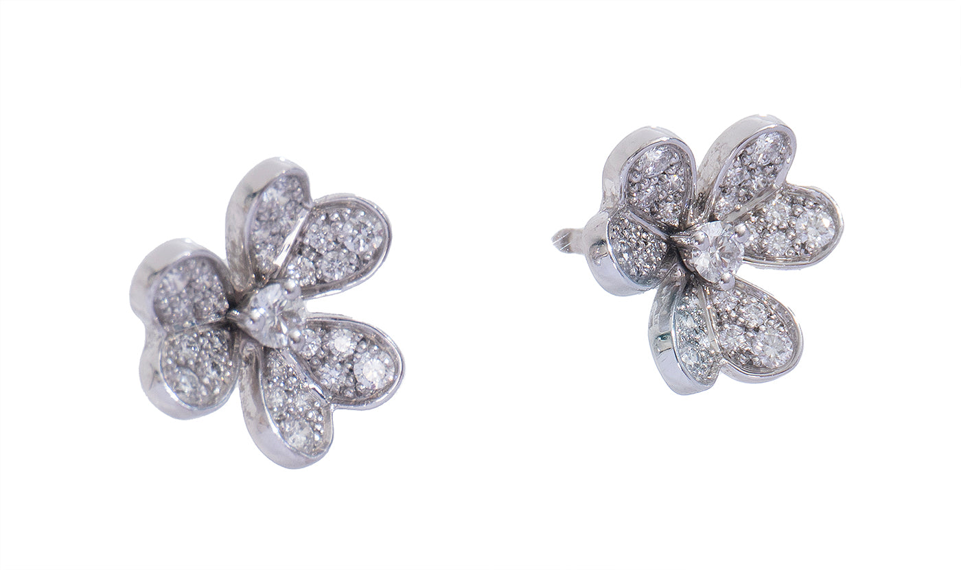 Van Cleef & Arpels Frivole Mini Pave Diamond Stud Earrings