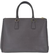 Grey Saffiano Double Zip Bag GHW