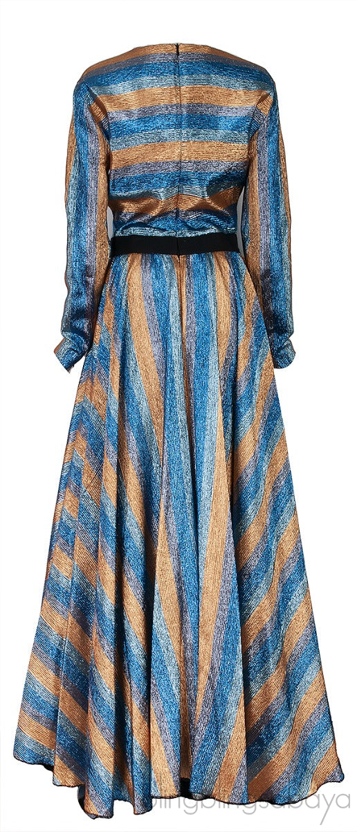 Metallic Stripe Long Dress