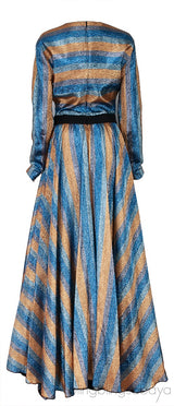 Metallic Stripe Long Dress