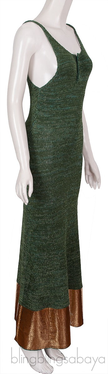 Metallic Paneled Knitted Maxi Dress