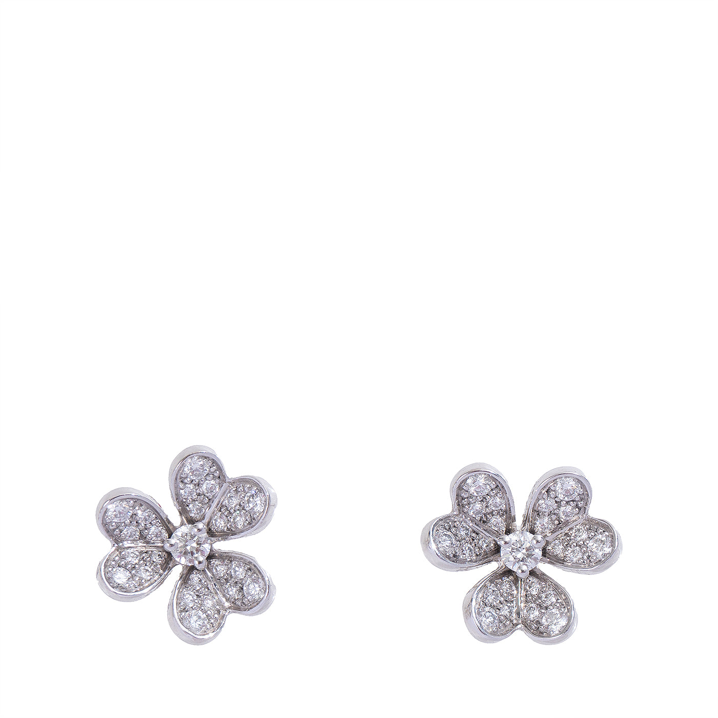 Van Cleef & Arpels Frivole Mini Pave Diamond Stud Earrings