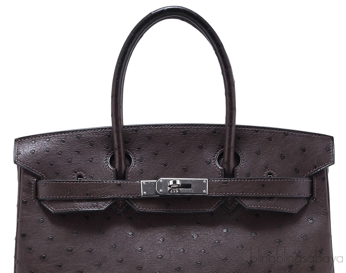 Birkin 30 Choco Brown Ostrich PHW