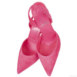 Neon Pink Suede Slingback Heels