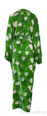 Green Gisou Floral Print Velvet Maxi Dress