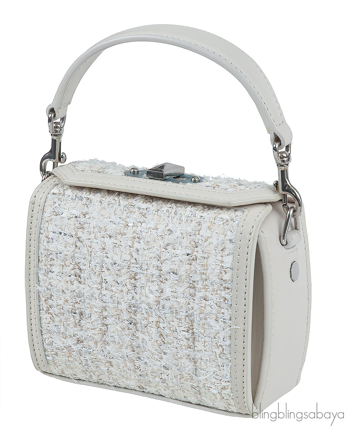 Alexander McQueen Cream Tweed Nano Box Handbag