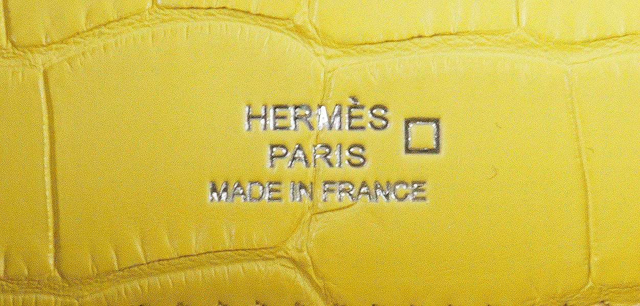 Hermes Kelly Pochette Matte Lime Alligator PHW