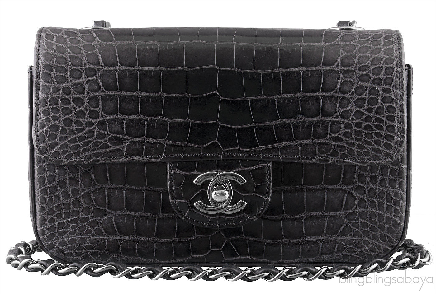 Dark Grey Crocodile Mini Bag