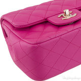 Fuchsia Quilted Mini Flap Bag