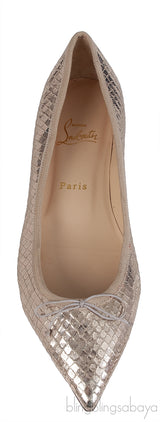 Christian Louboutin Gold Bow Flat Pointed Shoes