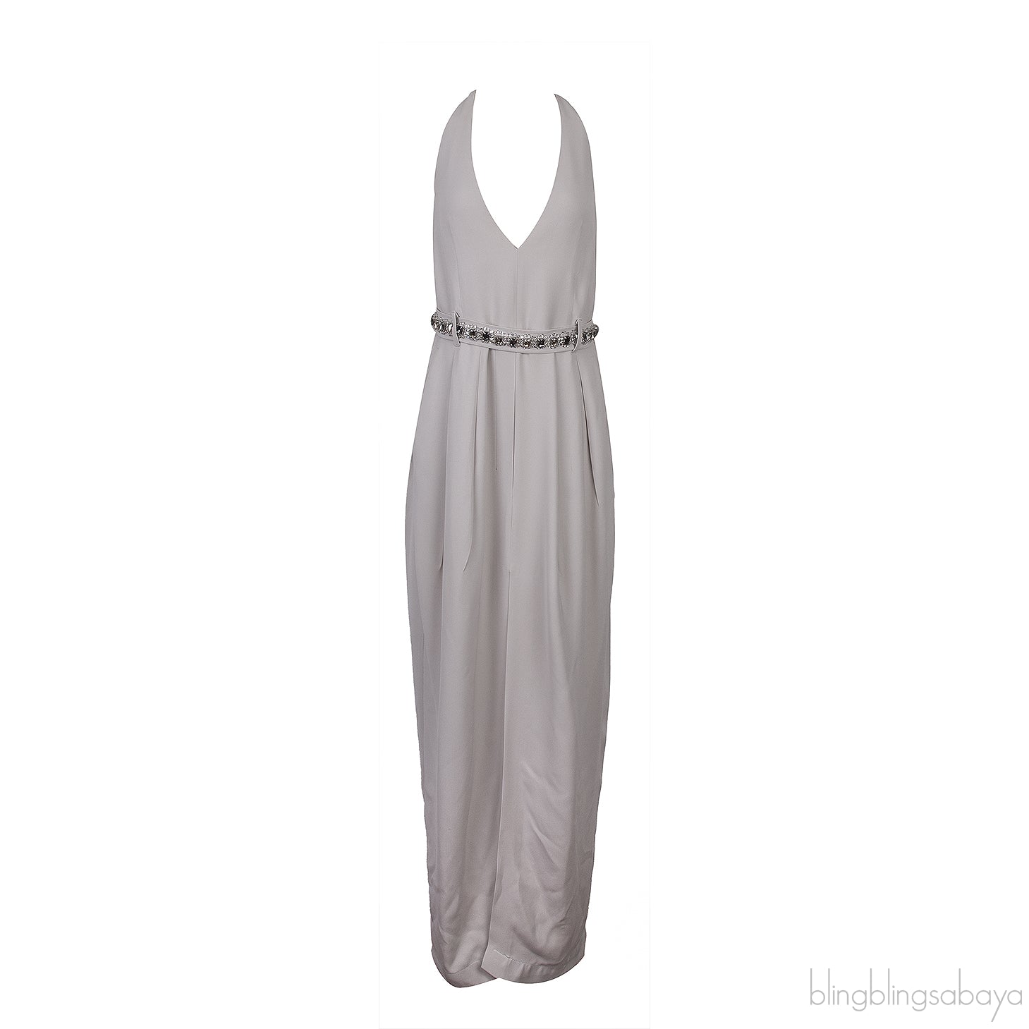 Grey Crystal Belted Dress
