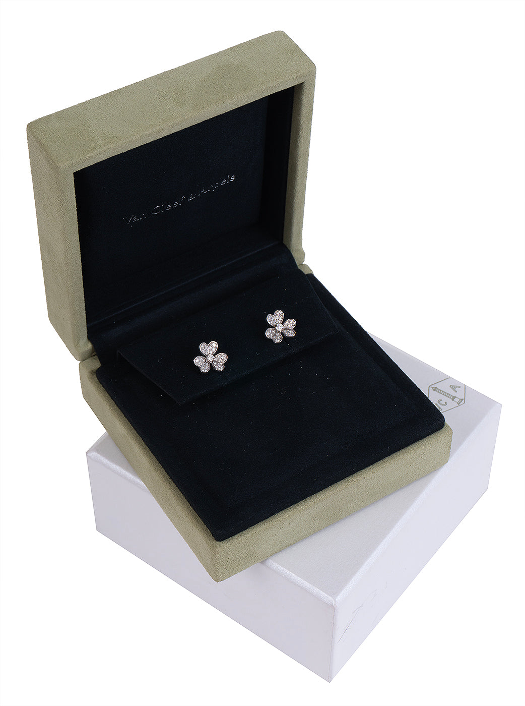 Van Cleef & Arpels Frivole Mini Pave Diamond Stud Earrings