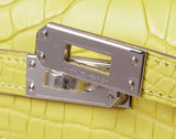 Hermes Kelly Pochette Matte Lime Alligator PHW