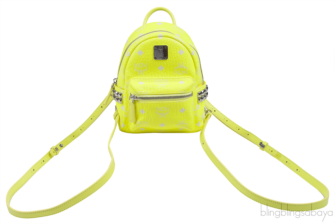 Neon Green Printed Mini Backpack