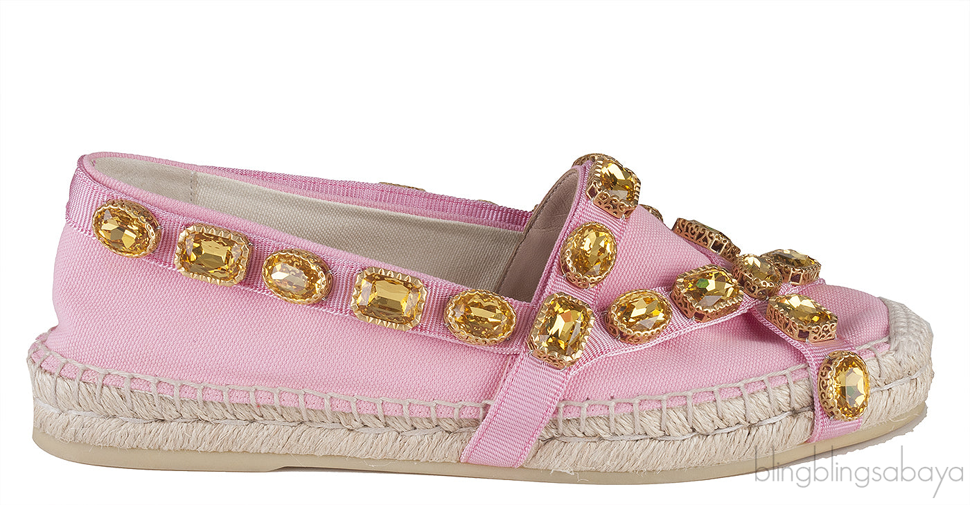 Pepita Pink Canvas Crystal Espadrille