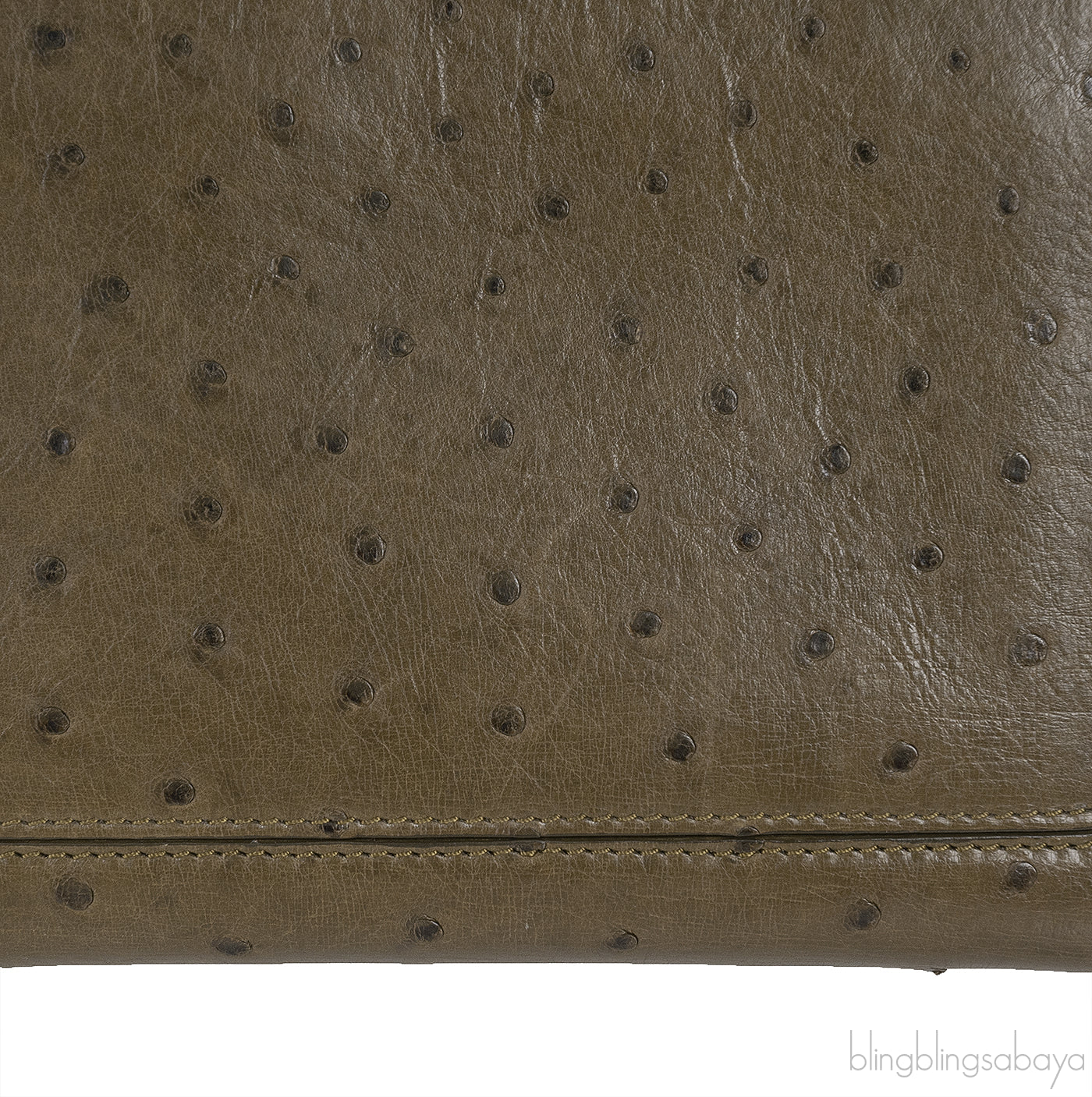 Olive Green Ostrich Top Handle Bag