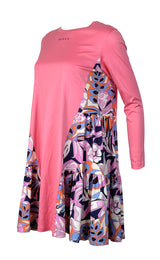 Emilio Pucco Floral Print Panel Cotton Kids Dress
