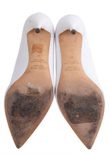 Malone Souliers by Roy Luwolt White Pointed Leather Heels 41