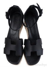 Hermes Black Elda Espadrille in Calfskin