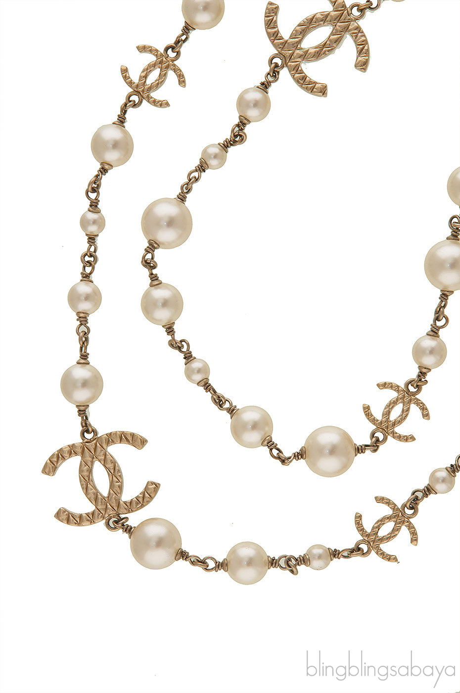 Gold CC Logo Pearl Necklace