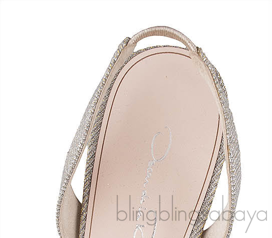 Oscar dela Renta Silver Gold Bow Slingback Heels