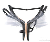 Black PVC Slingback Heels