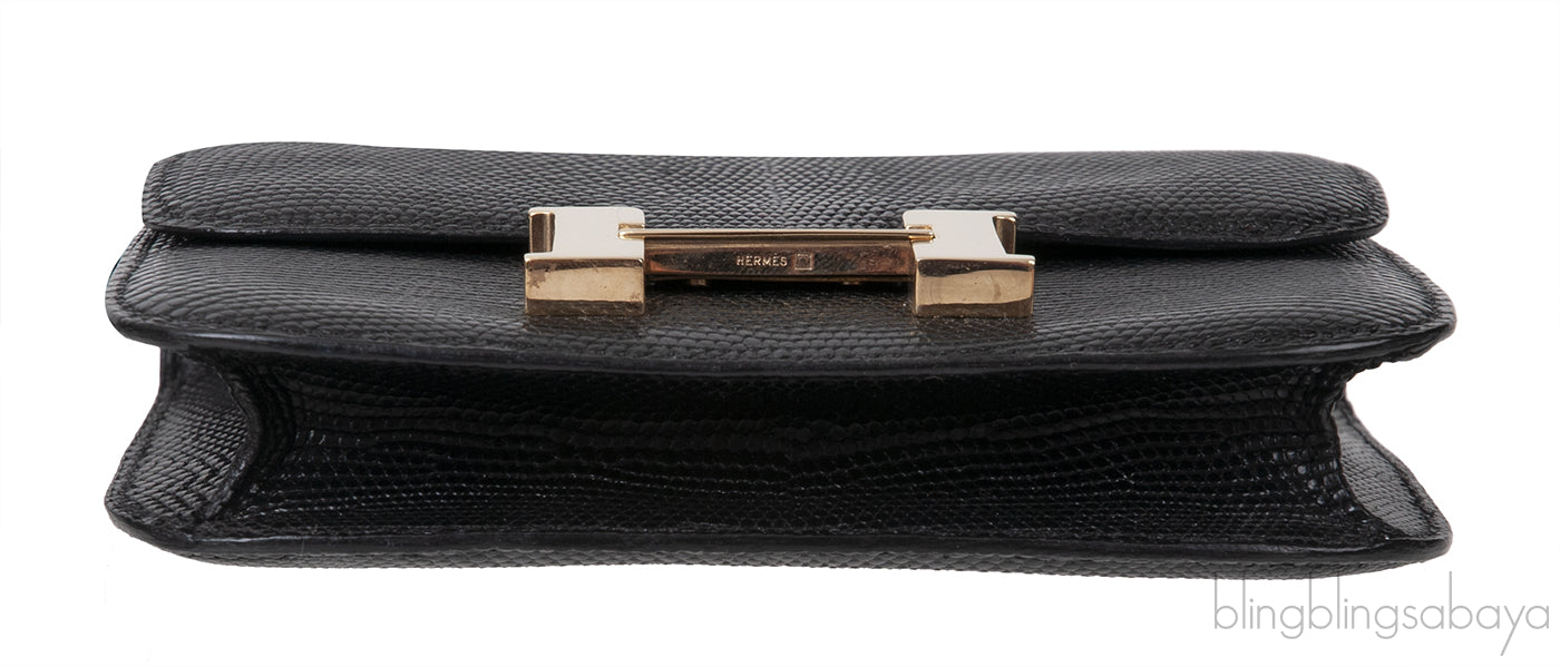 Hermes Vintage Constance Micro 14 Black Varanus Lizard GHW