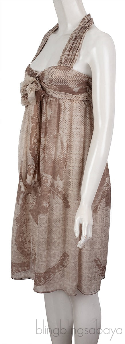 CC Logo Silk Chiffon Halter Dress