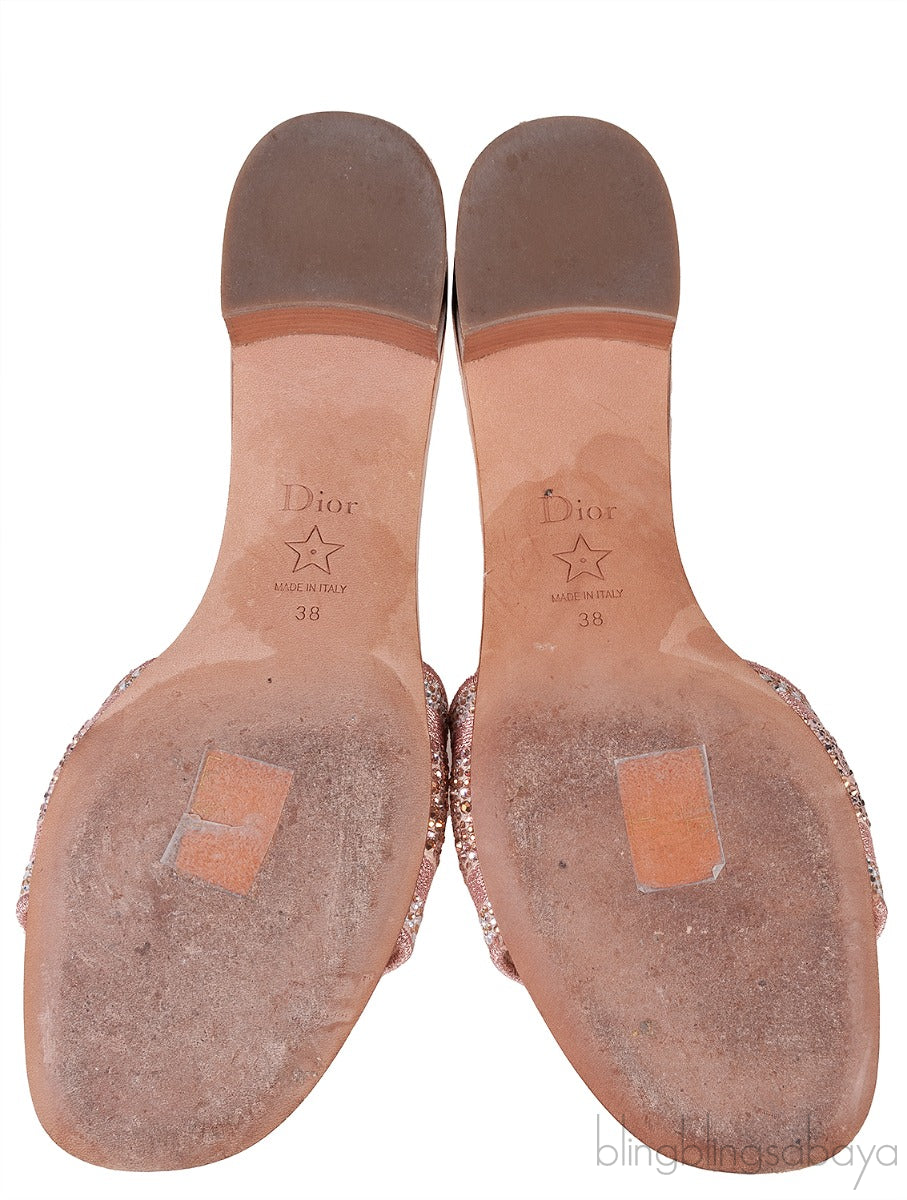 Dway Rose Gold Crystal Heeled Slide