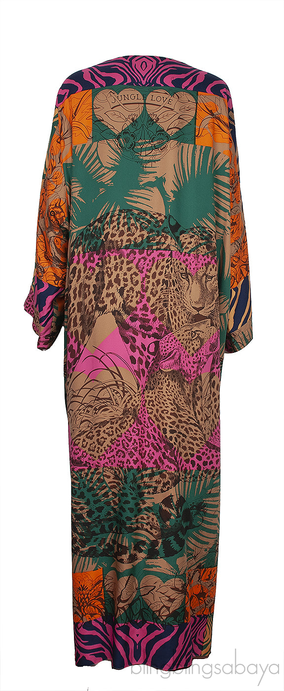 Silk Multicolor Printed CDC Kaftan Dress
