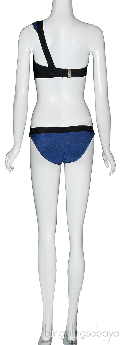 Herve Leger Blue Knit Swimsuit