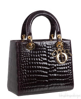 Lady Dior Medium Amethyst Porosus Crocodile GHW