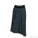 Balenciaga Floral Print Pleated Asymmetric Hemline Skirt