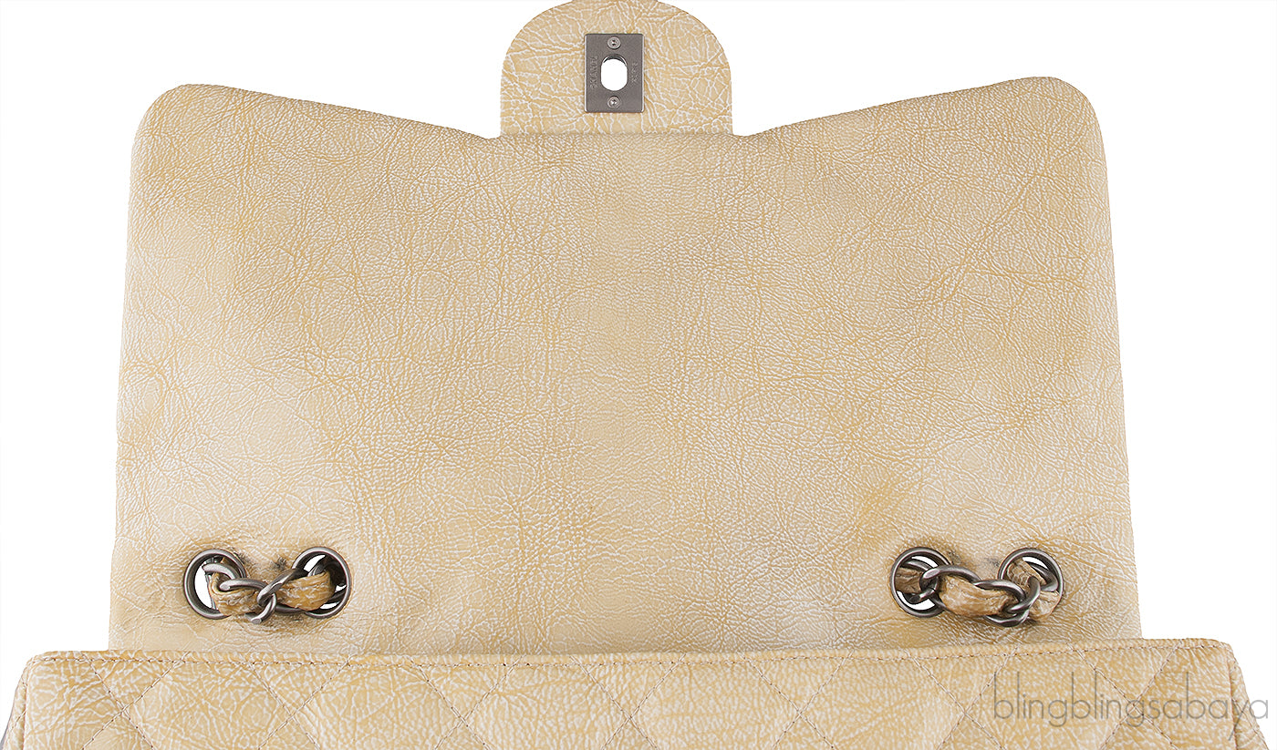 Crinkled Patent Quilted Flap Bag Jumbo