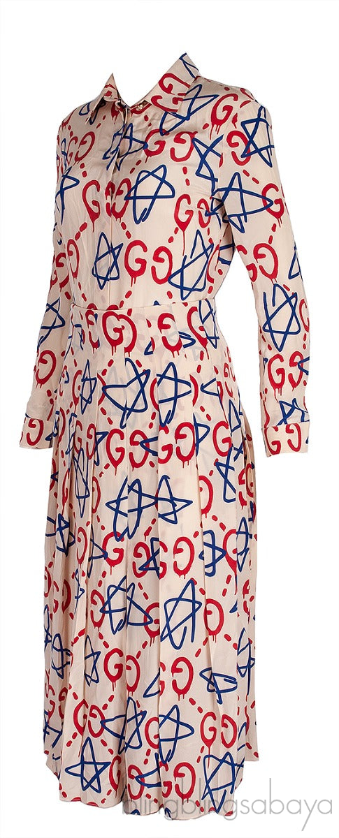 White GG Printed Shirt & Skirt
