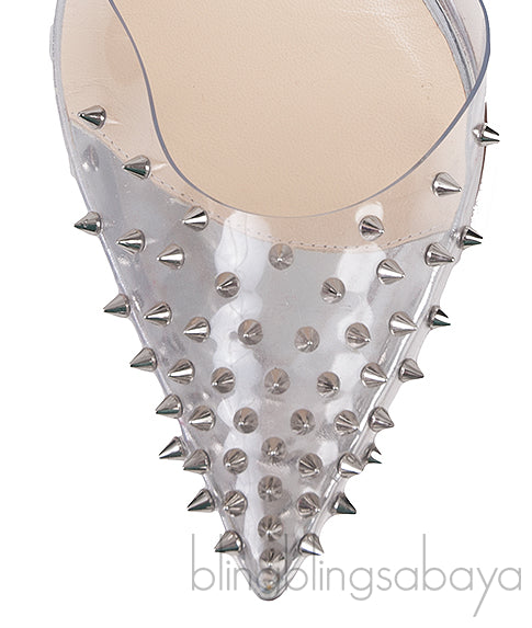 Spikoo Silver PVC Slingback Heels