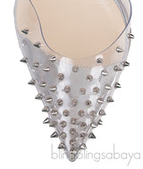 Spikoo Silver PVC Slingback Heels