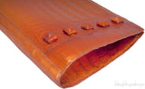 Nancy Gonzalez Orange Crocodile Studded Clutch