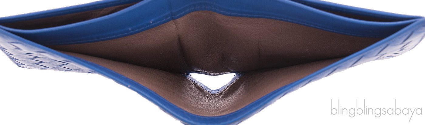 Bottega Veneta Blue Intrecciato Bi-fold Wallet