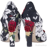 Embellished Floral Brocade Pump