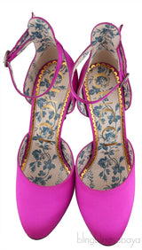 Fuchsia Satin Daisy 105 Slingback