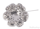 Crystal Camellia Silver Brooch