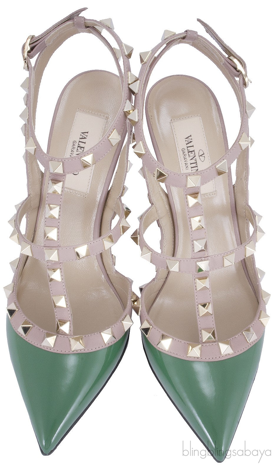Vert Anis Rockstud Leather Pump