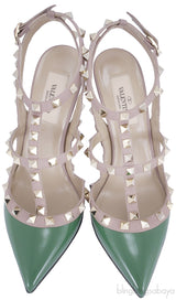 Vert Anis Rockstud Leather Pump