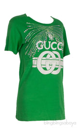 Green GG Crystal Embellished T-shirt