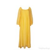 Dark Honey Pleated Silk Mousseline Maxi Dress