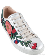 Floral Patch Silver Metallic Sneakers