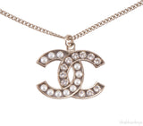 Crystal Pearl CC Pendant Necklace